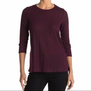 New Bobeau 3/4 Sleeve Top in Wine XS